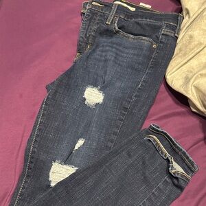 Levi's Dark Blue Distressed Skinny Jeans